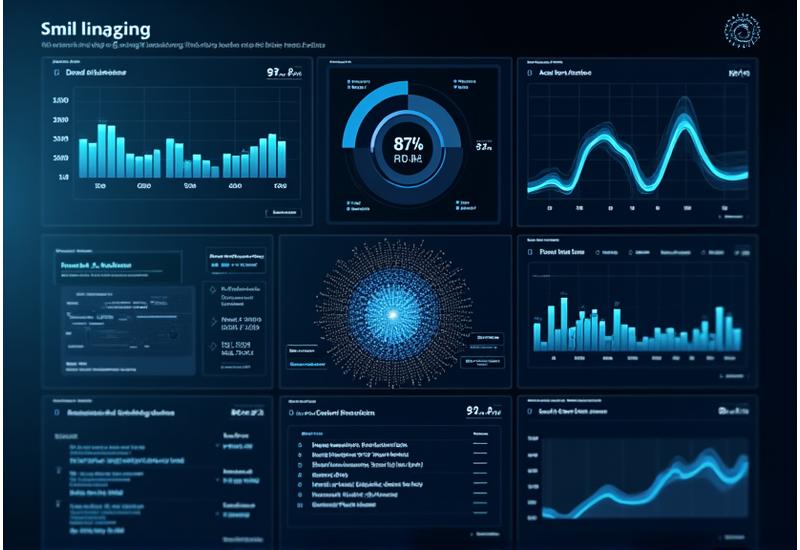 Technical dashboard displaying real-time AI image analysis metrics and code snippets