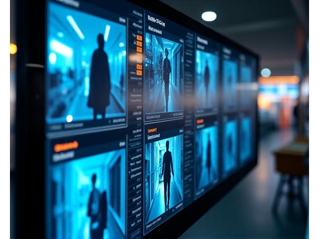 Security monitoring interface showing real-time alerts for suspicious activity in a retail store, with facial blurring for privacy