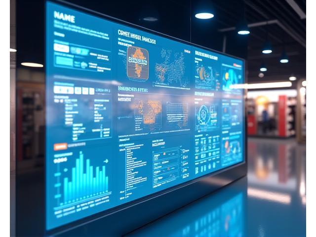 Comprehensive retail analytics dashboard displaying inventory levels, sales trends, and customer insights in a sleek interface